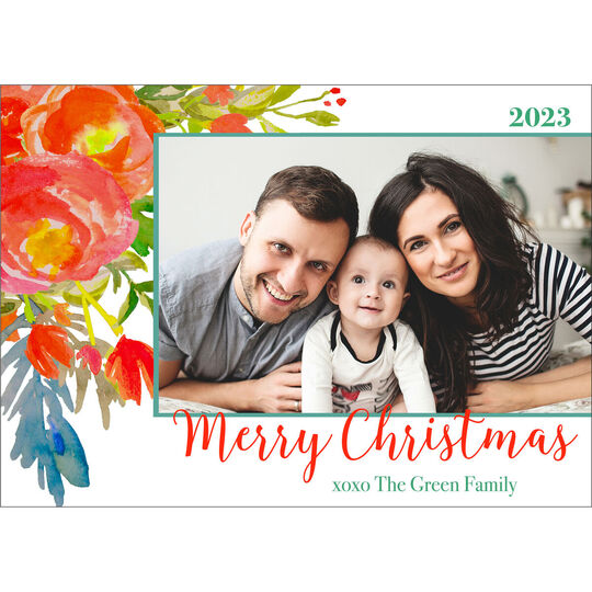White Colorful Christmas Holiday Photo Cards